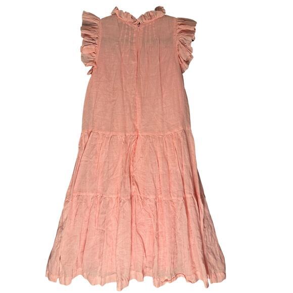 Sea‎ New York Sz 0 Micah Ramie Dress Flutter Sleeve Tiered Ruffle Cottage Pink - Picture 2 of 11